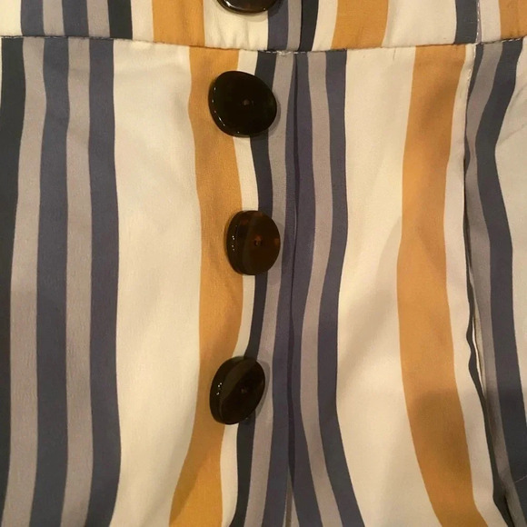 ZARA EUC WOMENS PANTS BOTTOMS FALL WINTER IVORY STRIPES CASUAL SIZE L LARGE - Picture 7 of 8